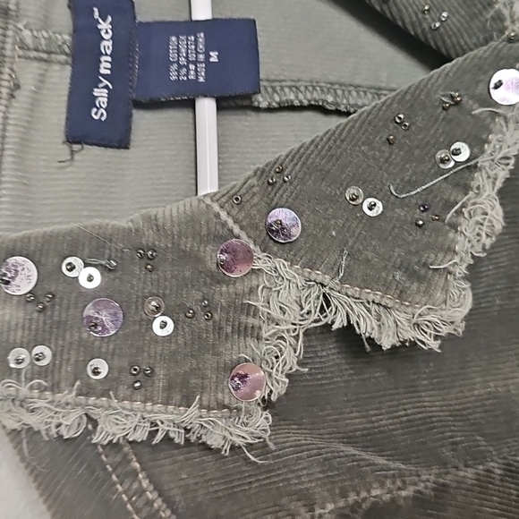 Embellished Corduroy Green Jacket Size Medium 10-12 Girl's - Picture 5 of 5